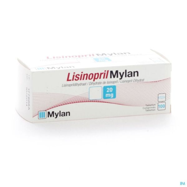 Lisinopril Mylan 20mg Tabl 100x20mg